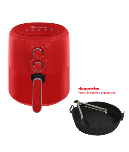 Air Fryer Turbo 1650W 4.2L Vermelha 127V Forma + Pegador Kian