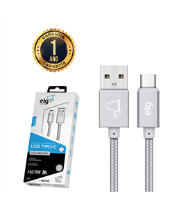Cabo Carregador Ultra Rpido Tipo-C 1m Nylon Reforado Elg TC10BS