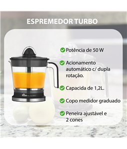 Espremedor de Frutas Eltrico Turbo 1,2L Preto 127V Kian