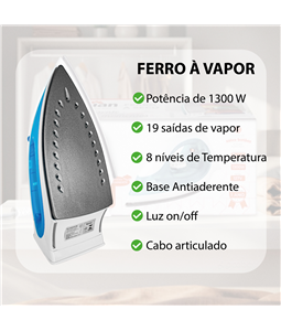 Ferro De Passar A Vapor Base Antiaderente 220v Fpv-100 Kian