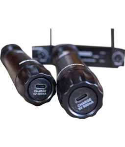 Microfone Duplo S/Fio Mm-320 Sf Uhf Recarregvel SoundVoice