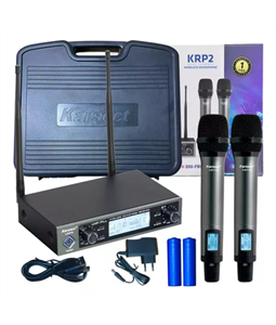 Microfone s/ Fio Karsect KRP2 Duplo Mo Bateria Recarregvel
