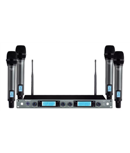Microfone s/ Fio Karsect KRP4R Quadruplo 300 Canais UHF Recarregvel