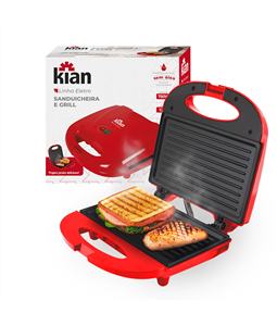 Sanduicheira Eltrica Grill Antiaderente Vermelha 127V Kian