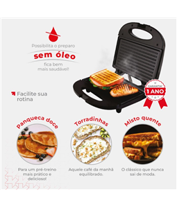 Sanduicheira Eltrica Grill Antiaderente Vermelha 127V Kian